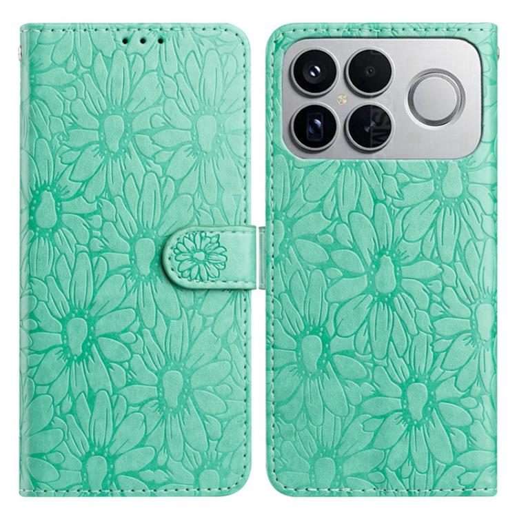 For Redmi K90 / Poco F8 Pro Daisy Embossed Leather Phone Case(Green)