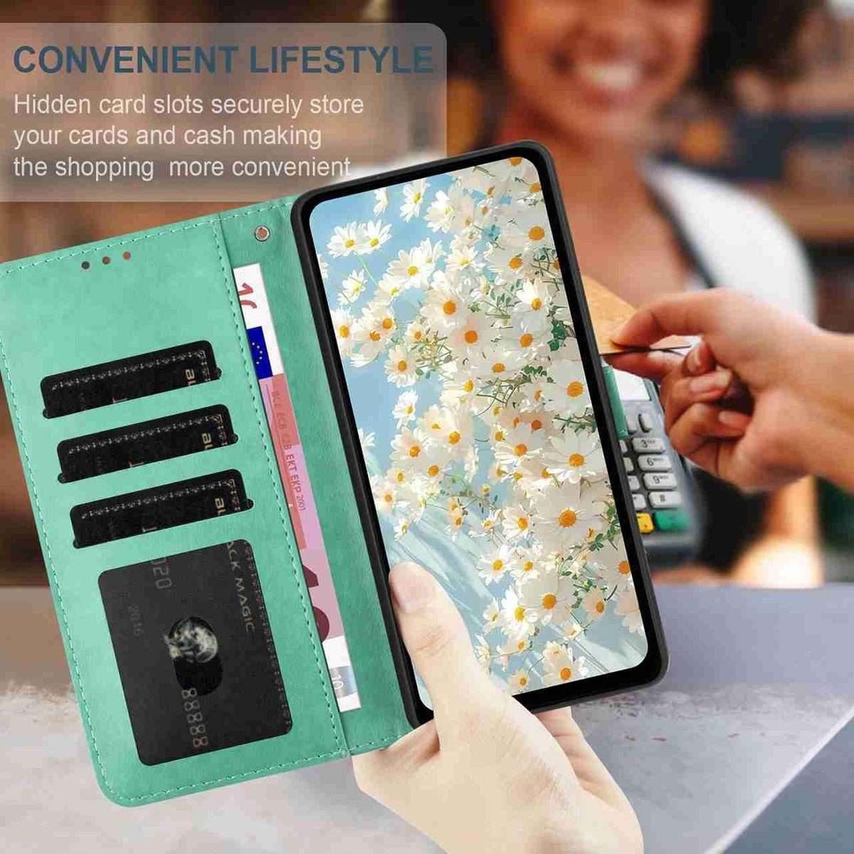 For Redmi K90 / Poco F8 Pro Daisy Embossed Leather Phone Case(Green)