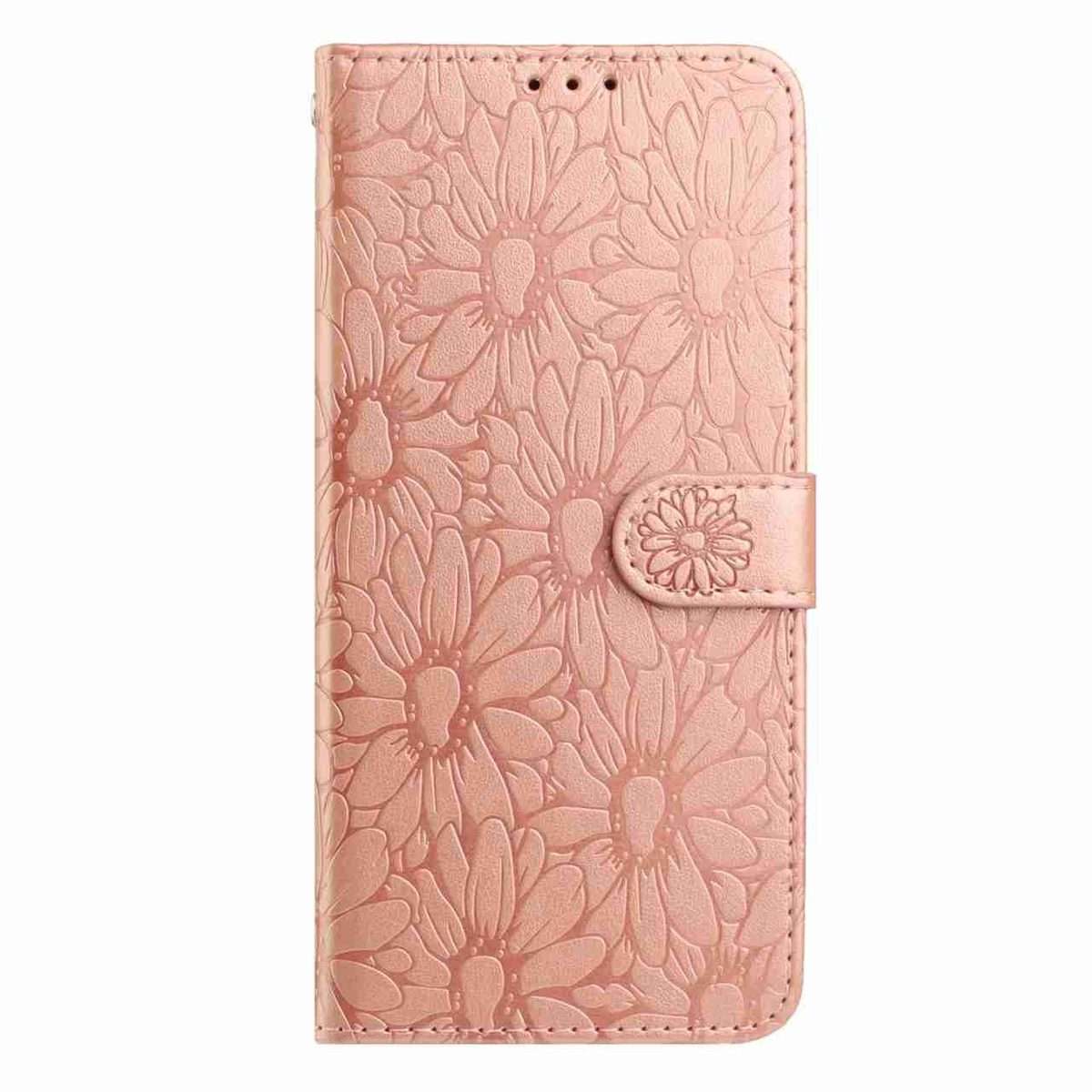 For Redmi K90 / Poco F8 Pro Daisy Embossed Leather Phone Case(Rose Gold)