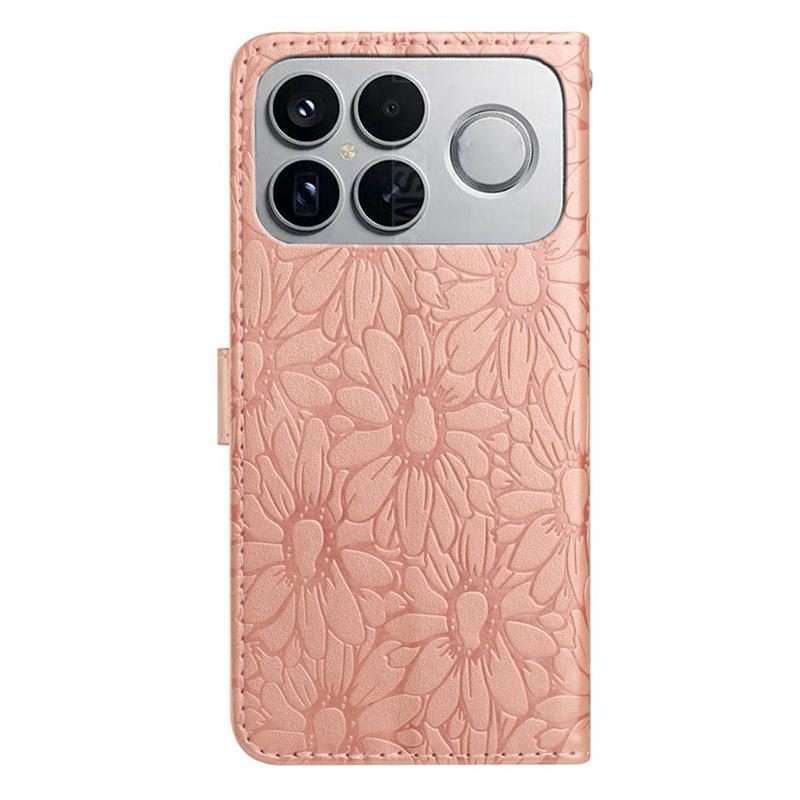 For Redmi K90 / Poco F8 Pro Daisy Embossed Leather Phone Case(Rose Gold)