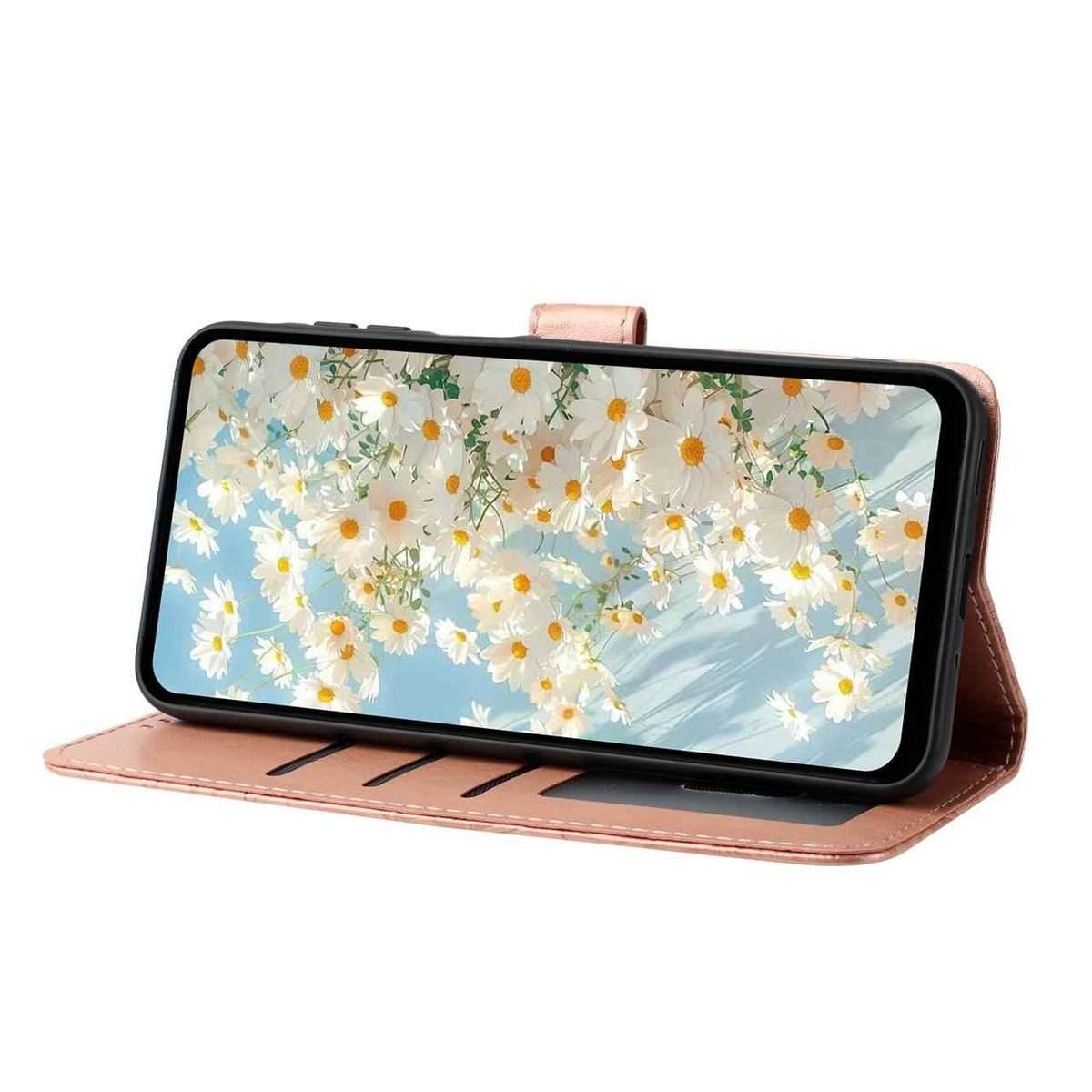 For Redmi K90 / Poco F8 Pro Daisy Embossed Leather Phone Case(Rose Gold)