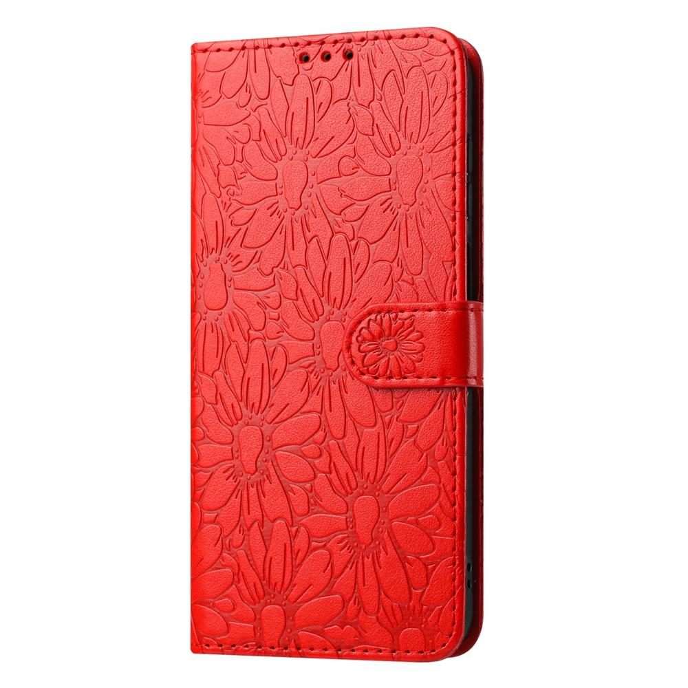 For iPhone 11 Pro Daisy Embossed Leather Phone Case(Red)