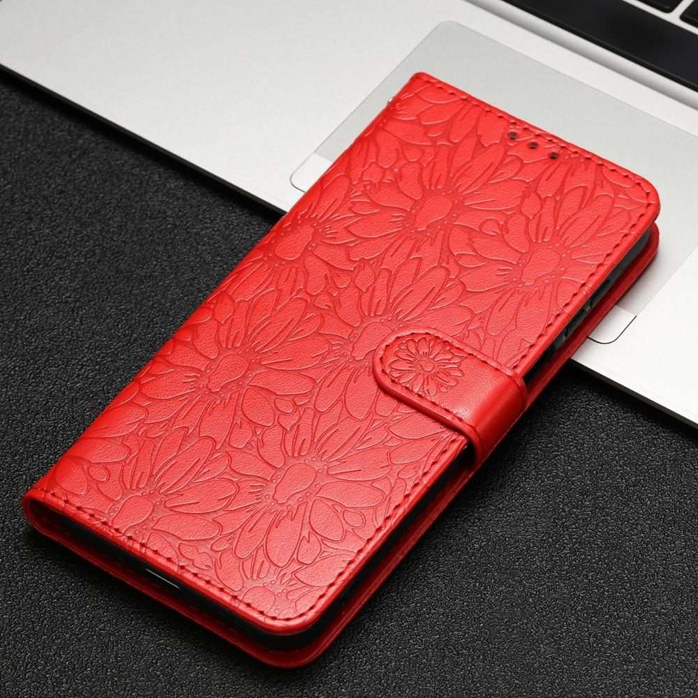 For iPhone 11 Pro Daisy Embossed Leather Phone Case(Red)