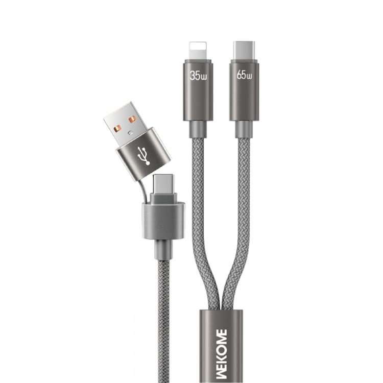 WK WDC-66 2 to 2 3A USB+Type-C to 8 Pin+Type-C Fast Charging Data Cable, Length: 1.2m(Grey)