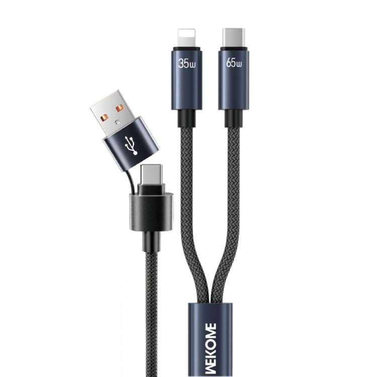 WK WDC-66 2 to 2 3A USB+Type-C to 8 Pin+Type-C Fast Charging Data Cable, Length: 1.2m(Black)