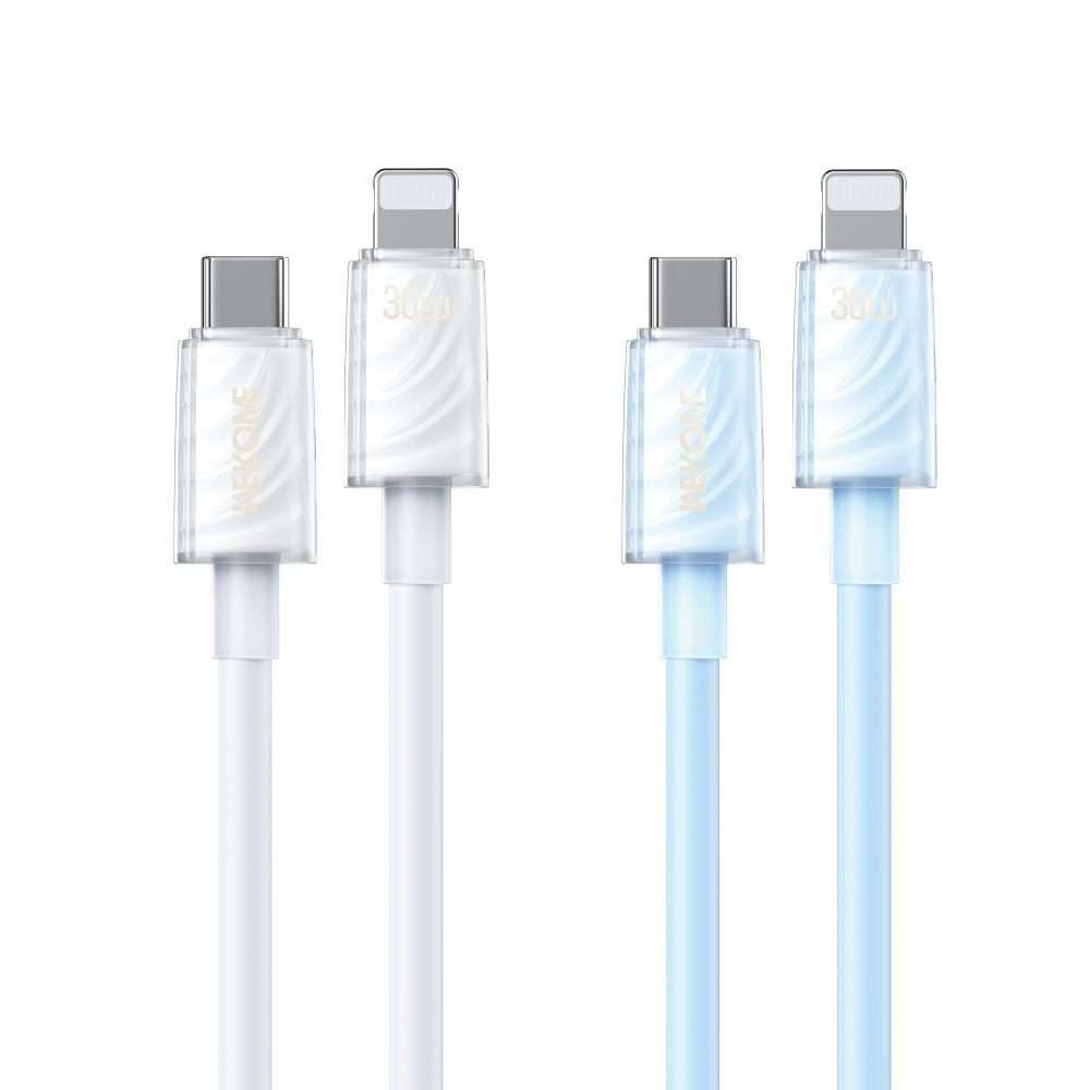 WK WDC-73 PD30W Type-C to 8 Pin Fast Charging Data Cable, Length: 1.2m(White)