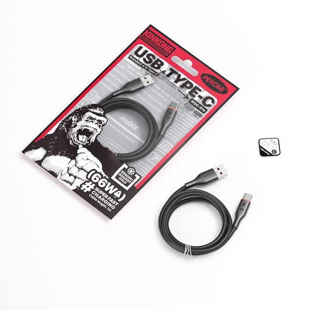 WK WDC-91a 66W USB to Type-C Silicone Data Cable, Length: 1m(Black)