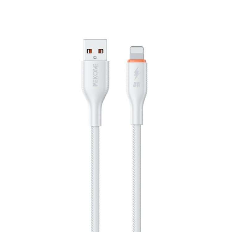 WK WDC-91i 12W USB to 8 Pin Silicone Data Cable, Length: 1.2m(White)