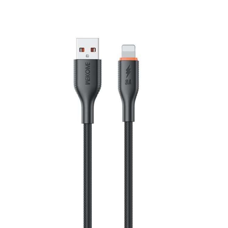 WK WDC-91i 12W USB to 8 Pin Silicone Data Cable, Length: 1.2m(Black)