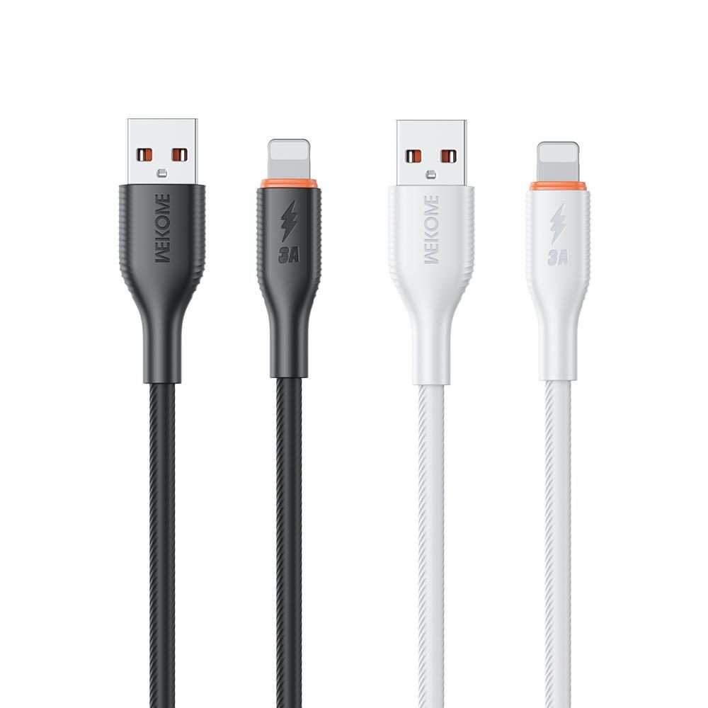 WK WDC-91i 12W USB to 8 Pin Silicone Data Cable, Length: 1.2m(Black)