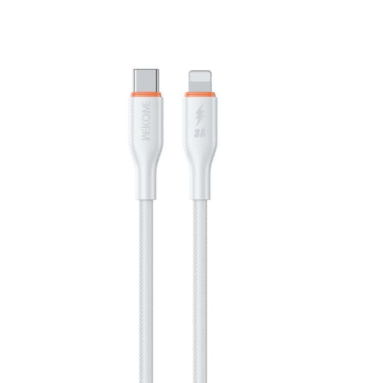 WK WDC-92 PD27W Type-C to 8 Pin Silicone Data Cable, Length: 1.2m(White)