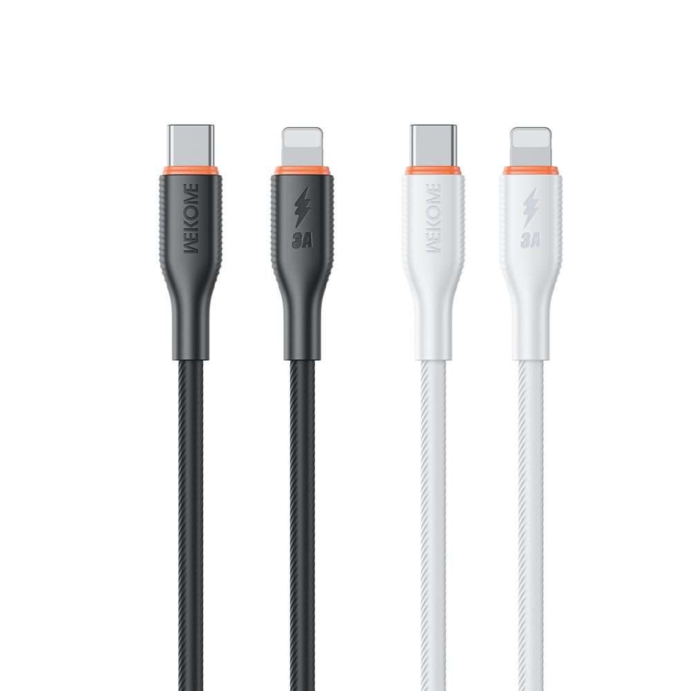 WK WDC-92 PD27W Type-C to 8 Pin Silicone Data Cable, Length: 1.2m(White)