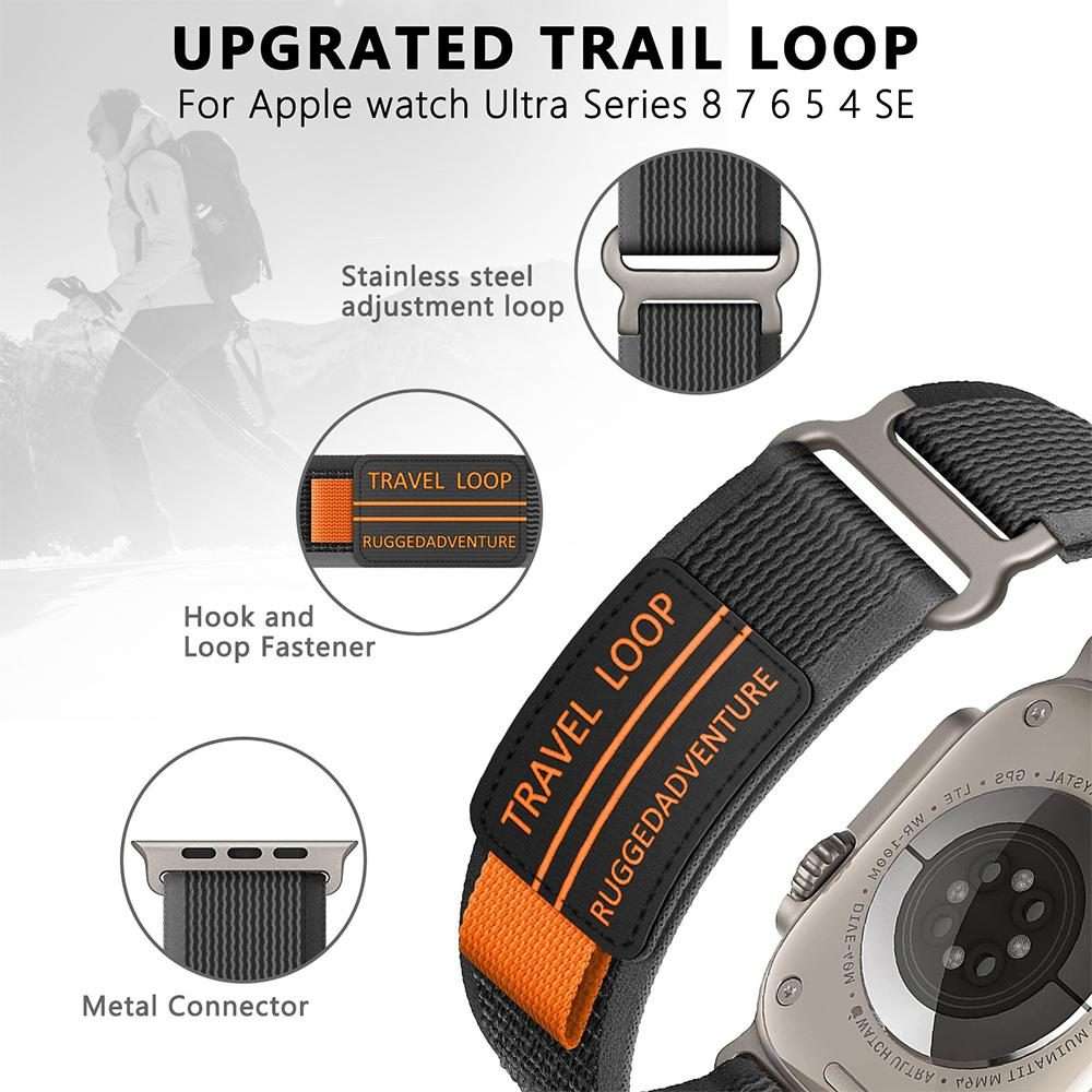 For Apple Watch 46mm / 49mm / 45mm / 44mm xDfind Double Section Metal Buckle ... (Starlight Black)