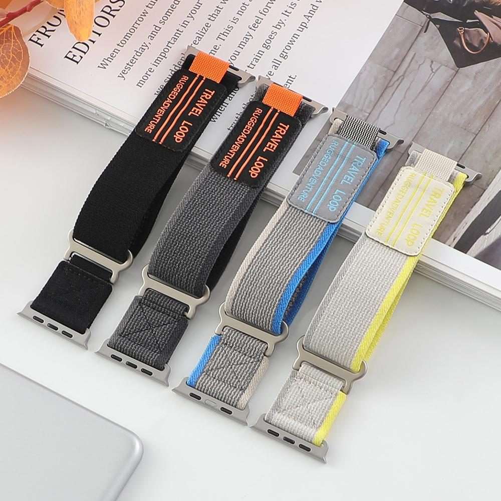 For Apple Watch 46mm / 49mm / 45mm / 44mm xDfind Double Section Metal Buckle ... (Starlight Black)