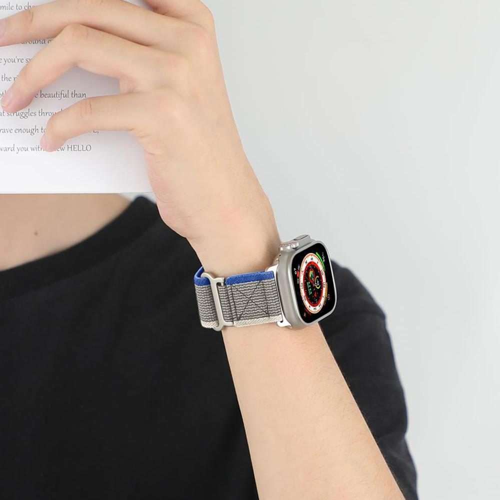 For Apple Watch 46mm / 49mm / 45mm / 44mm xDfind Double Section Metal Buckle ... (Starlight Black)