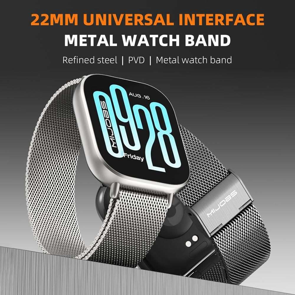 22mm MIJOBS Milan Magnetic Metal Watch Band(Silver)