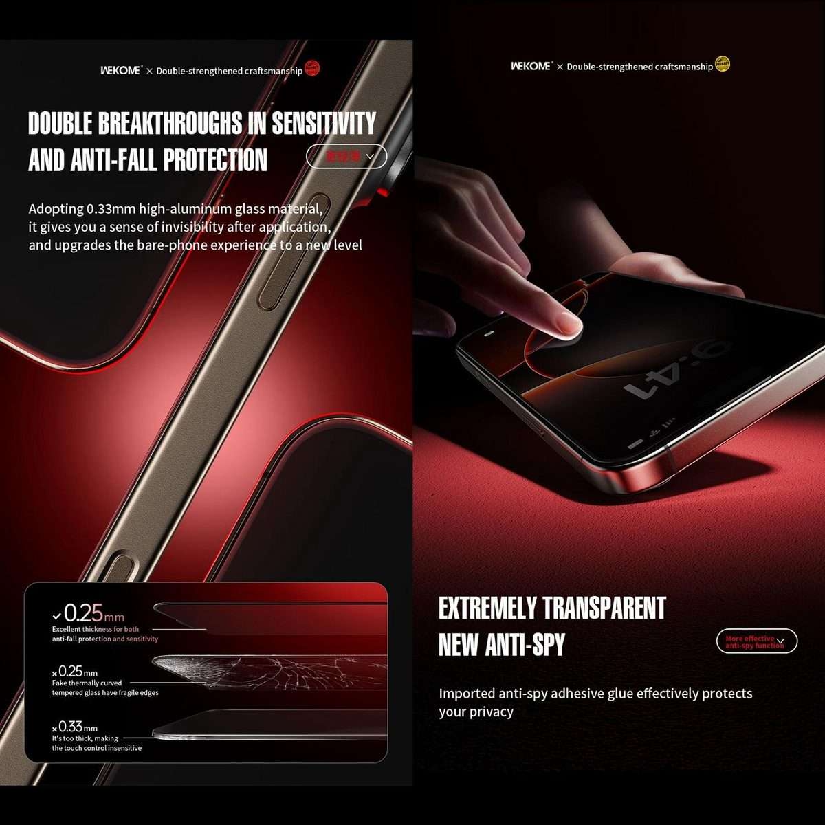 For iPhone 13 Pro Max / 14 Plus WK WTP-116 Easy Install 6D Curved Ultra-Fine Edge Privacy Tempered