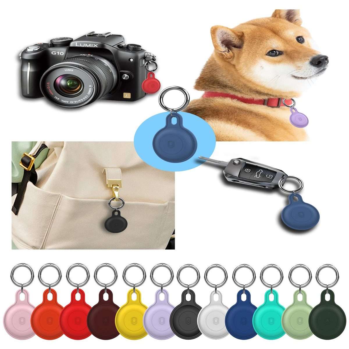 For AirTag 2nd Gen / AirTag 1st Gen IP68 Waterproof Protective Case with Keychain(Dark Blue)