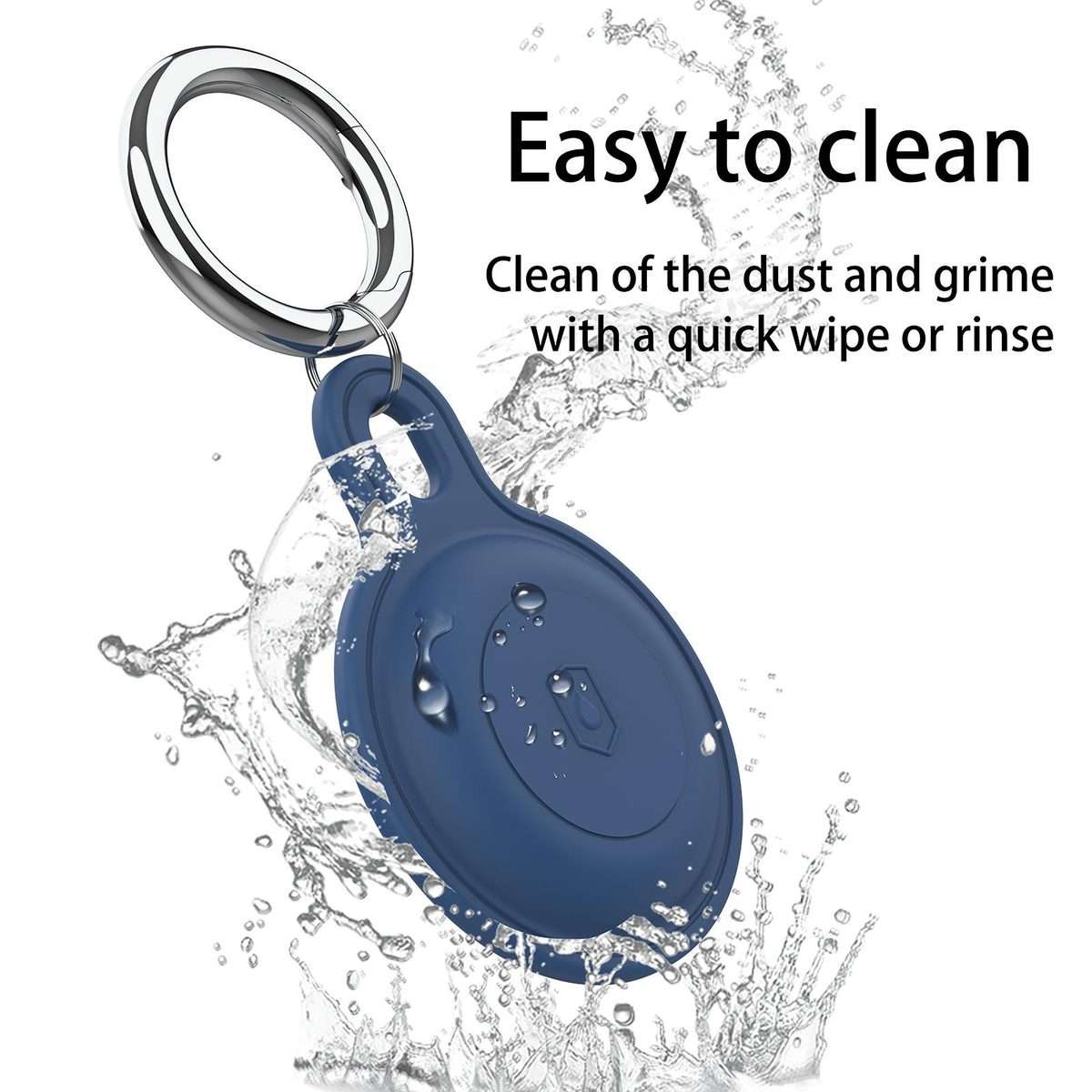 For AirTag 2nd Gen / AirTag 1st Gen IP68 Waterproof Protective Case with Keychain(Dark Blue)