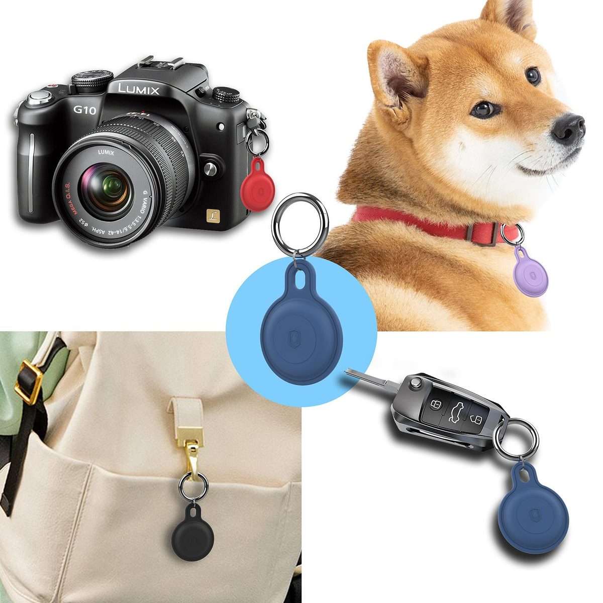For AirTag 2nd Gen / AirTag 1st Gen IP68 Waterproof Protective Case with Keychain(Dark Blue)