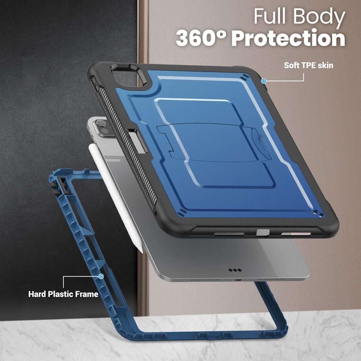 For iPad Pro 11 2025 / 2024 Honeycomb Stand TPE Hydric PC Tablet Case(Navy Blue)