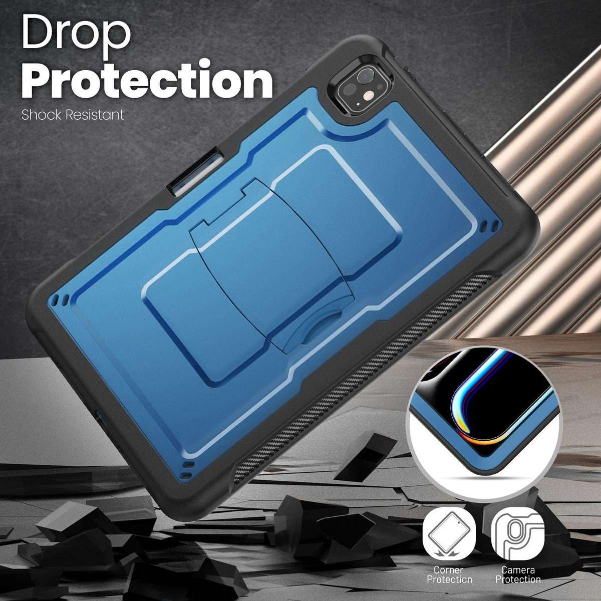For iPad Pro 11 2025 / 2024 Honeycomb Stand TPE Hydric PC Tablet Case(Navy Blue)