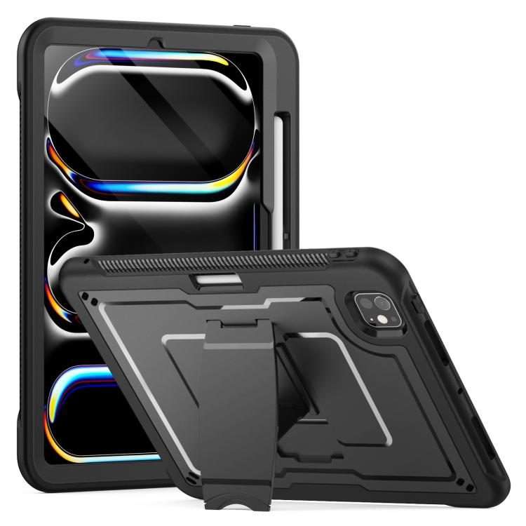 For iPad Pro 11 2025 / 2024 Honeycomb Stand TPE Hydric PC Tablet Case(Black)