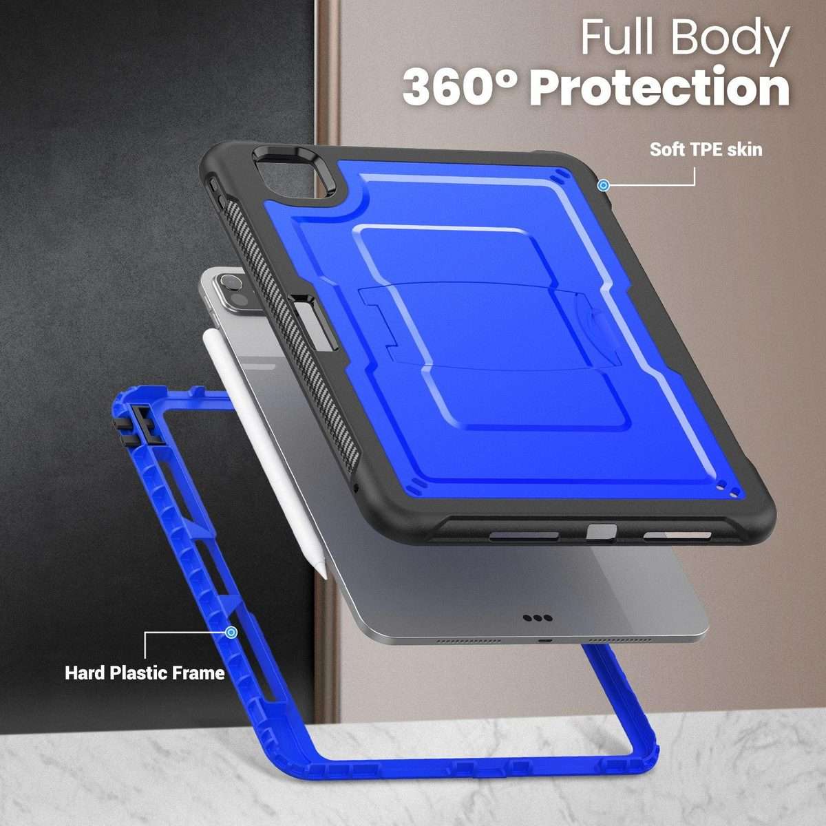 For iPad Pro 11 2025 / 2024 Honeycomb Stand TPE Hydric PC Tablet Case(Blue)
