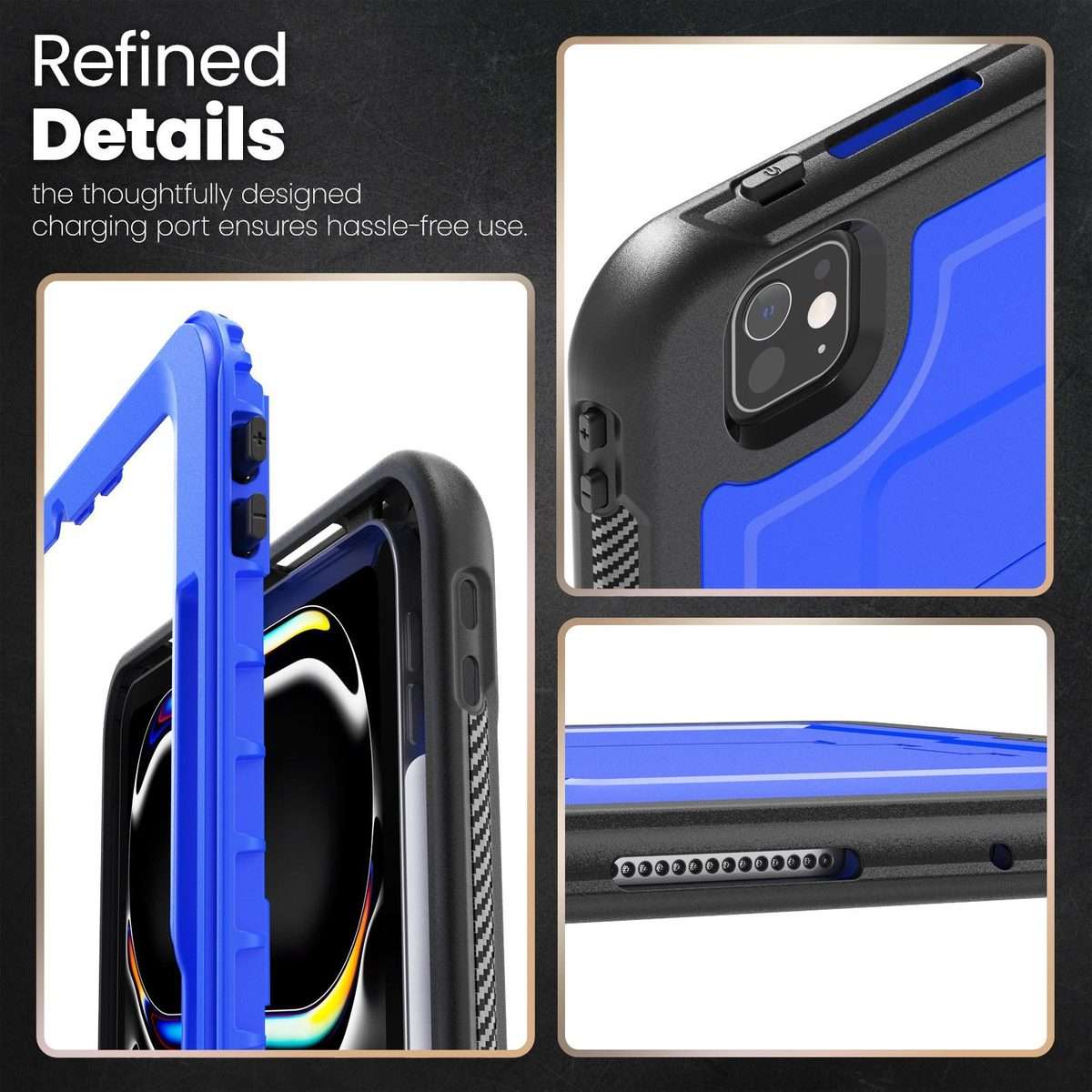 For iPad Pro 11 2025 / 2024 Honeycomb Stand TPE Hydric PC Tablet Case(Blue)