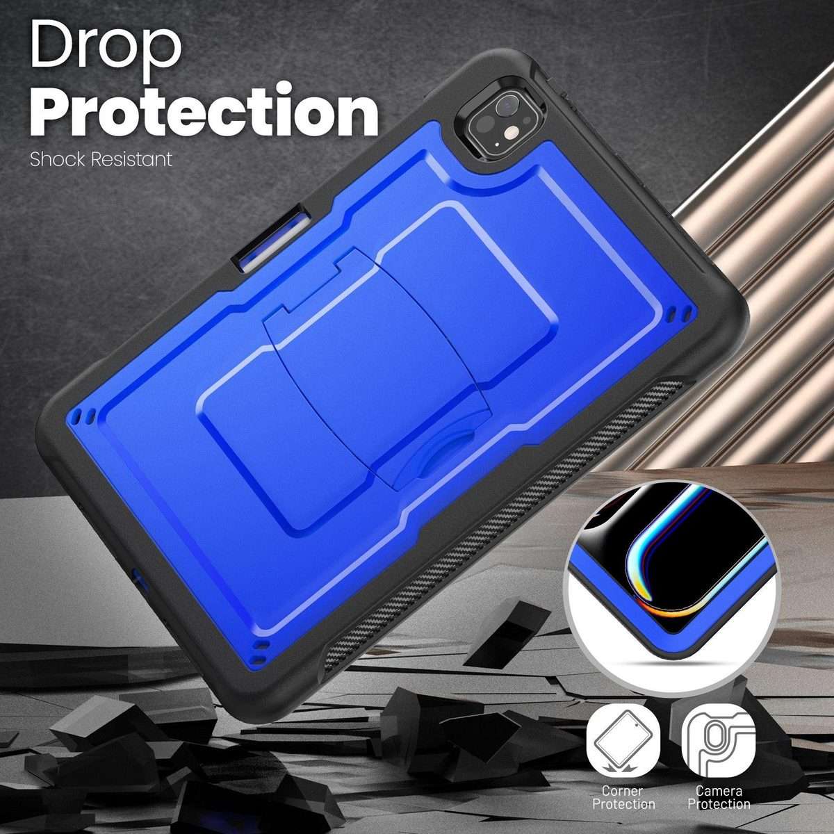 For iPad Pro 11 2025 / 2024 Honeycomb Stand TPE Hydric PC Tablet Case(Blue)