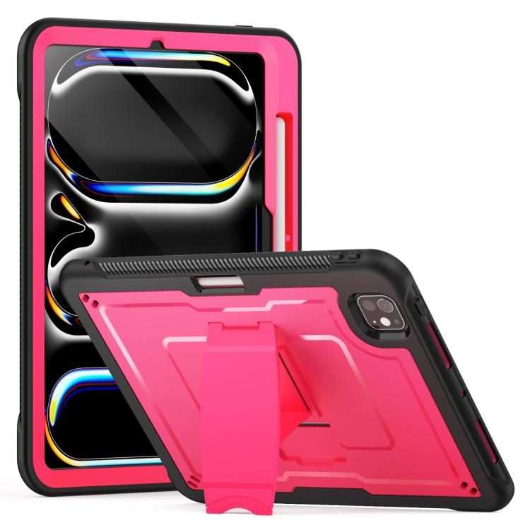 For iPad Pro 11 2025 / 2024 Honeycomb Stand TPE Hydric PC Tablet Case(Rose Red)