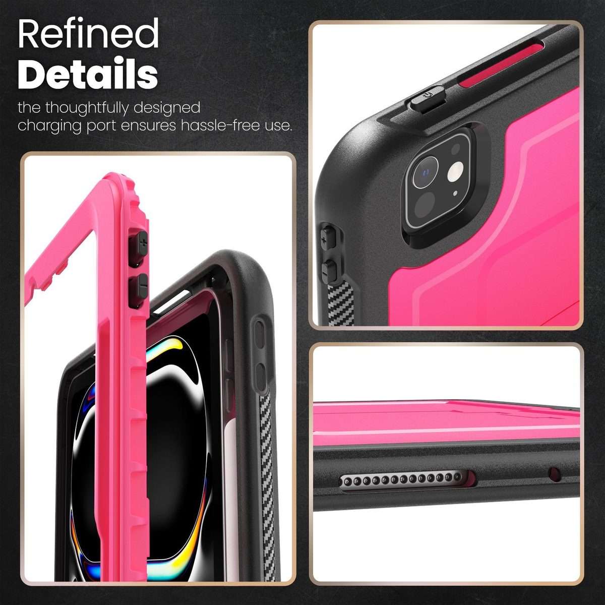 For iPad Pro 11 2025 / 2024 Honeycomb Stand TPE Hydric PC Tablet Case(Rose Red)