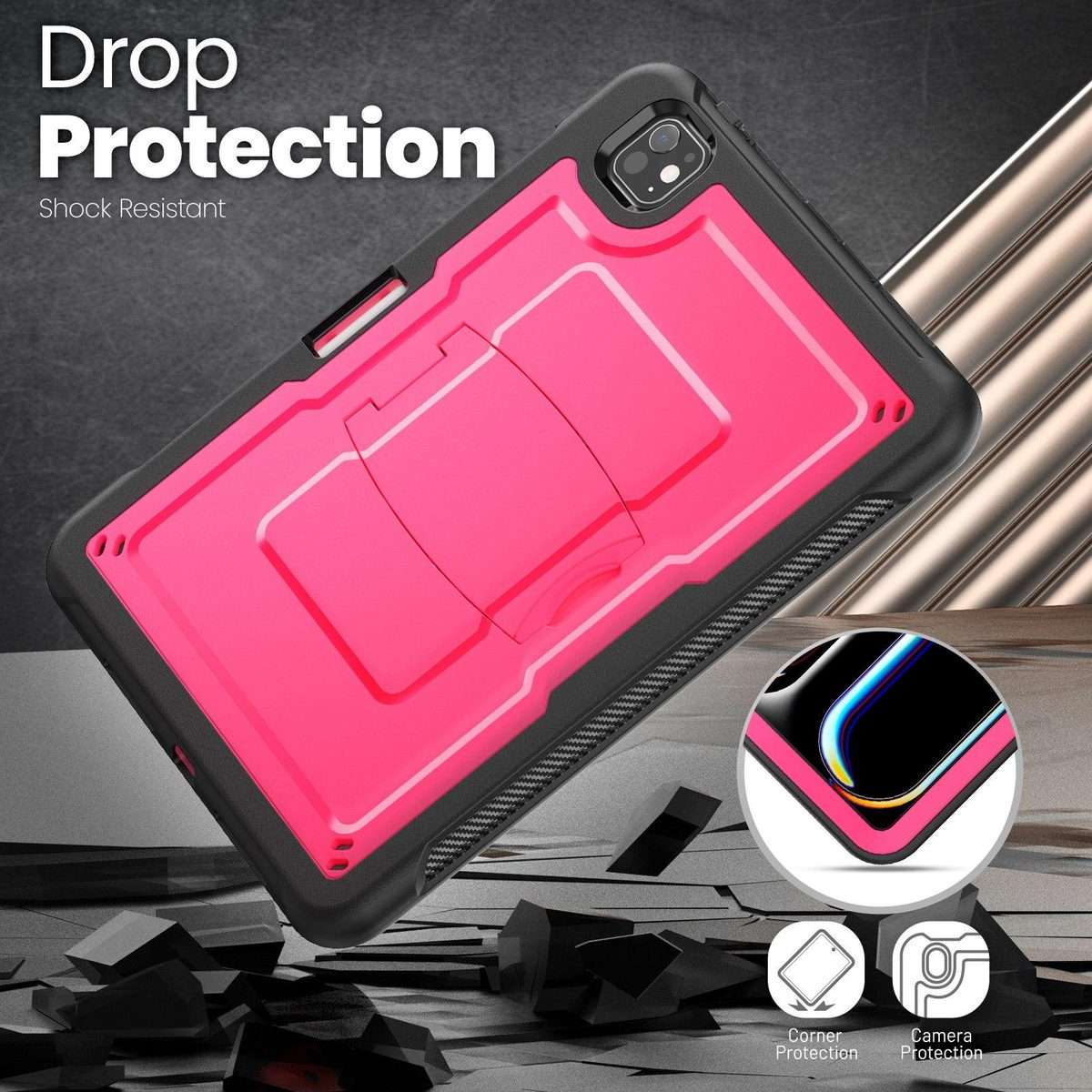 For iPad Pro 11 2025 / 2024 Honeycomb Stand TPE Hydric PC Tablet Case(Rose Red)