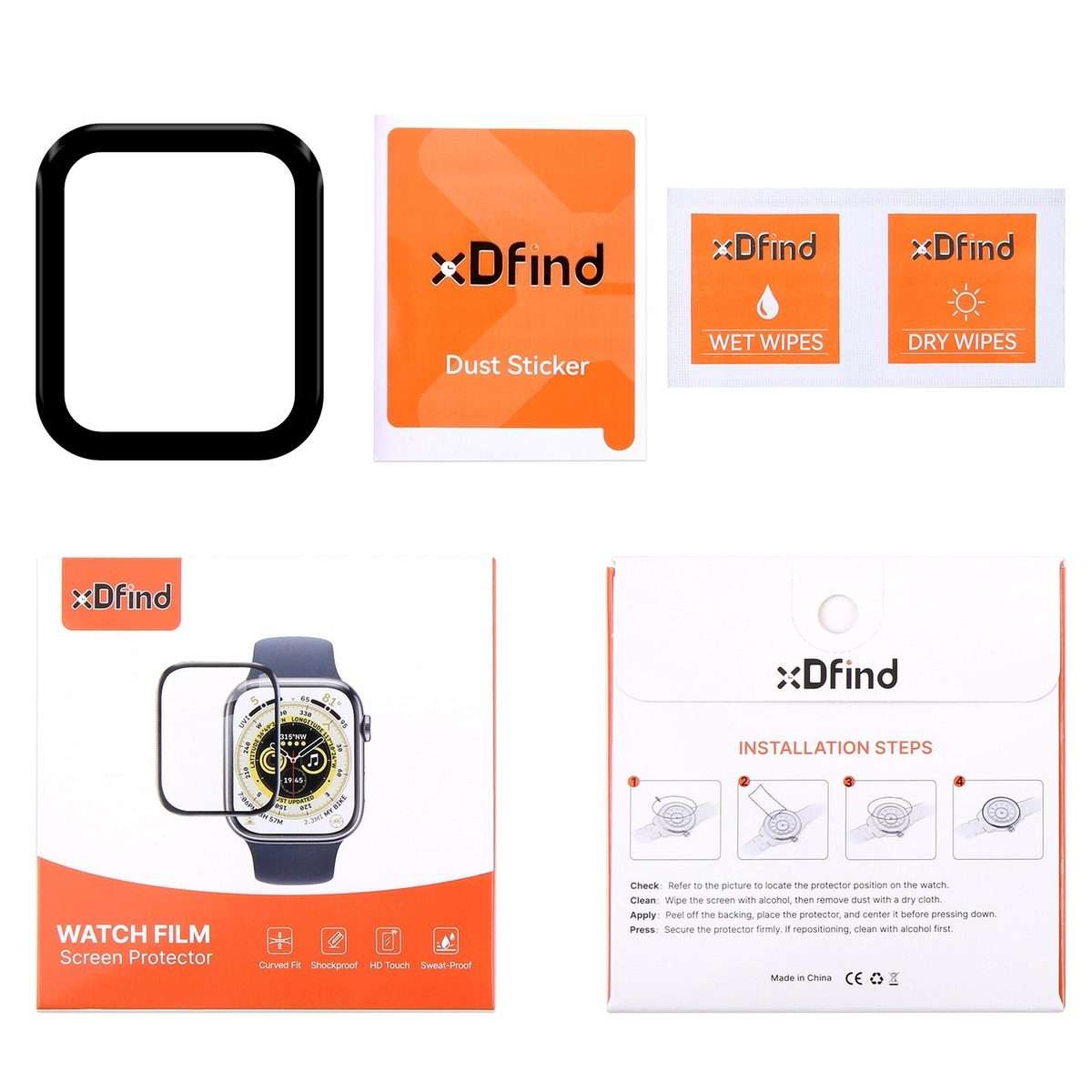 For Apple Watch Series 6&SE&5&4 40mm 2pcs xDfind Curved 3D Composite Material Soft Film Screen Pro