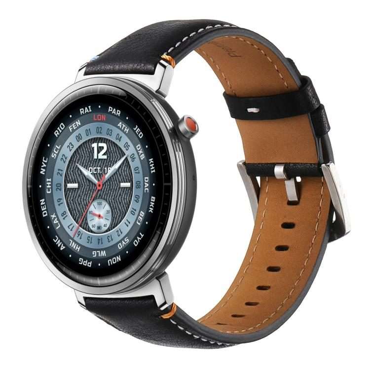 20mm xDfind Flat Crazy Horse Leather Pin Buckle Watch Band(Black)