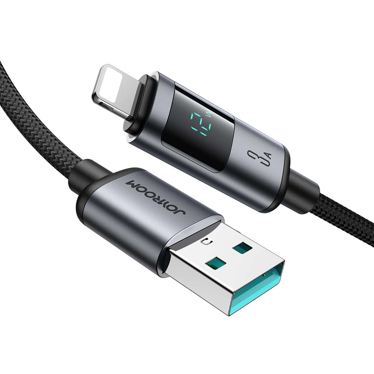 JOYROOM S-A16 Pro Prism Series 3A Digital Display USB to 8 Pin Fast Charging Data Cabl ... (Black)