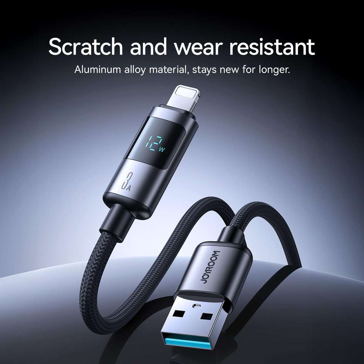 JOYROOM S-A16 Pro Prism Series 3A Digital Display USB to 8 Pin Fast Charging Data Cabl ... (Black)