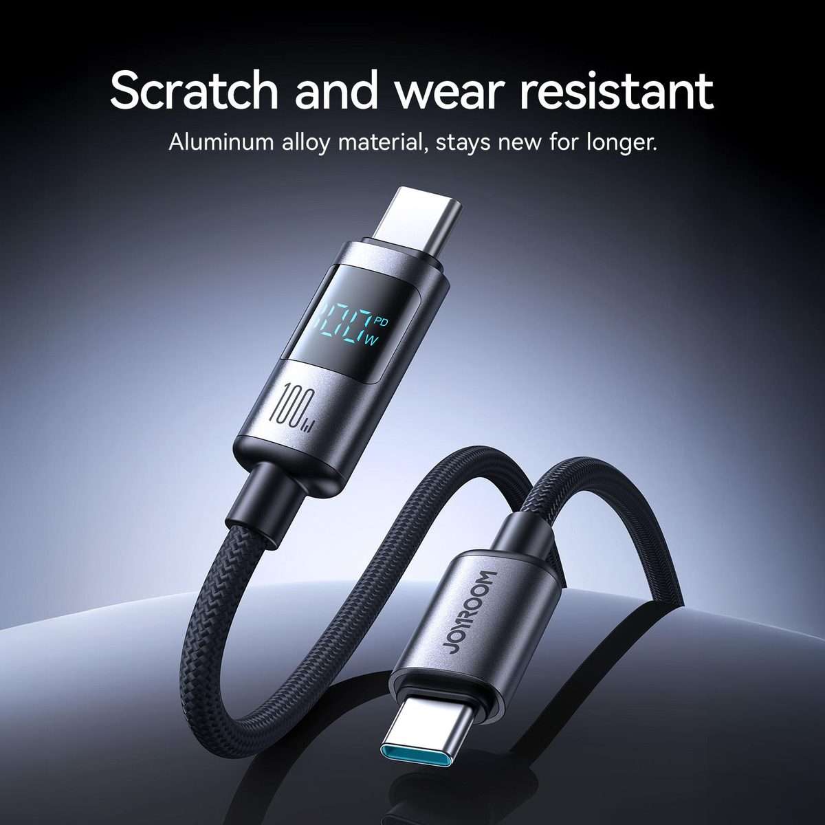 JOYROOM S-A16 Pro Prism Series 100W Digital Display Type-C Fast Charging Data Cable, L ... (Black)