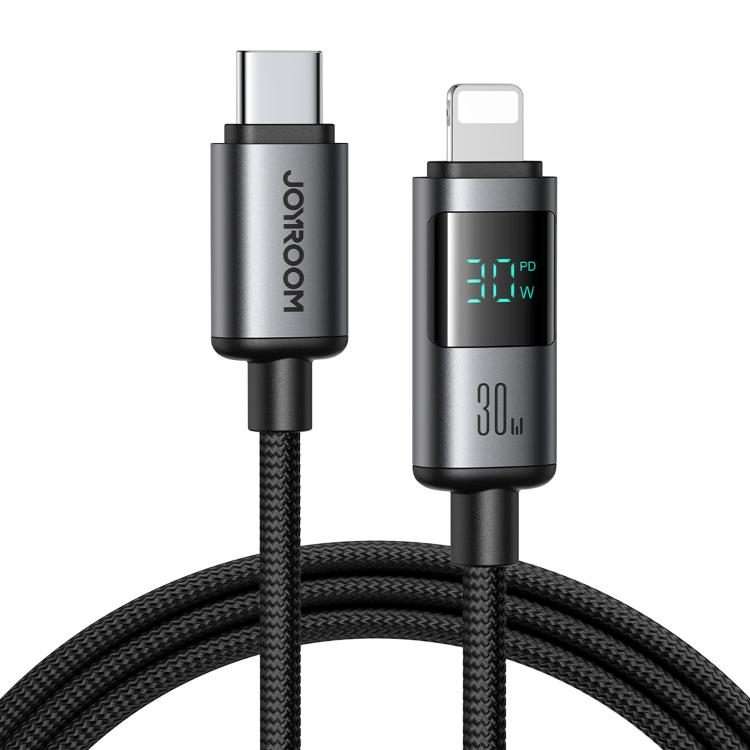 JOYROOM S-A16 Pro Prism Series 30W Digital Display Type-C to 8 Pin Fast Charging Data ... (Black)