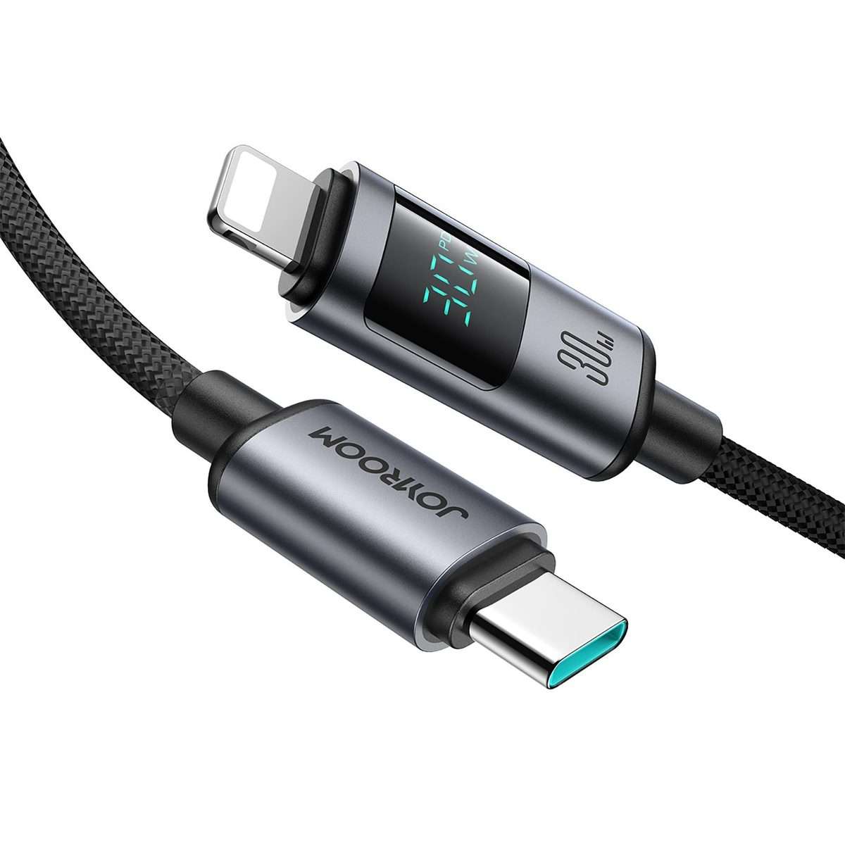 JOYROOM S-A16 Pro Prism Series 30W Digital Display Type-C to 8 Pin Fast Charging Data ... (Black)