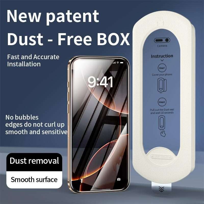 For iPhone 15 Pro Max Easy Install Box Dust-Free HD Tempered Glass Film