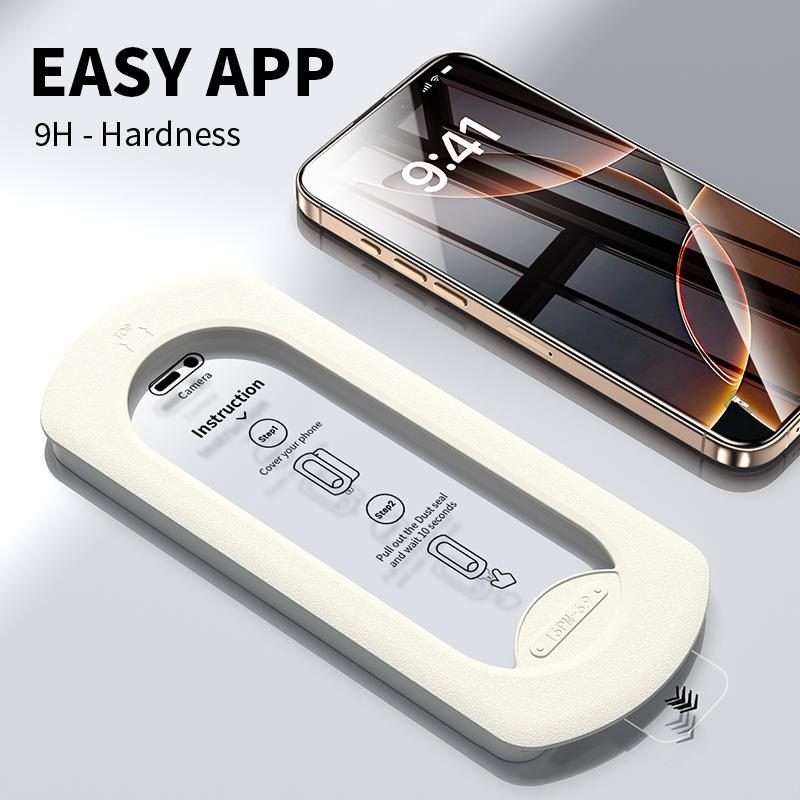 For iPhone 15 Pro Max Easy Install Box Dust-Free HD Tempered Glass Film