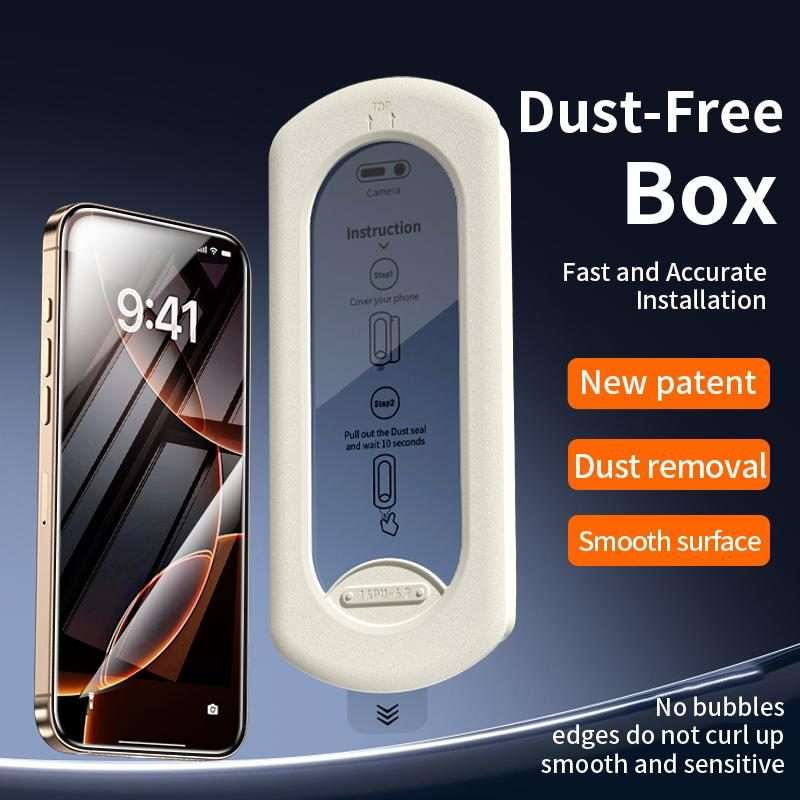 For iPhone 15 Pro Easy Install Box Dust-Free HD Tempered Glass Film