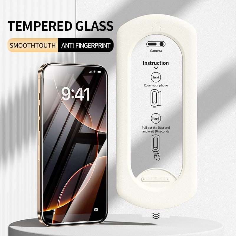 For iPhone 13 / 13 Pro / 14 Easy Install Box Dust-Free HD Tempered Glass Film