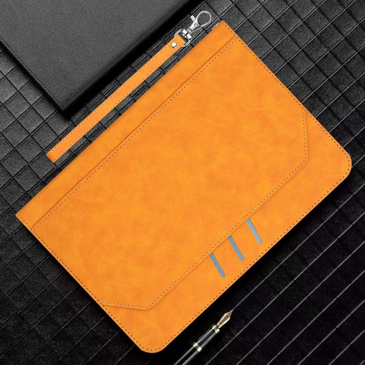 For iPad Air 11 2026 / 2025 / 2024 Multifunctional Wristband Leather Smart Tablet Case(Yellow)