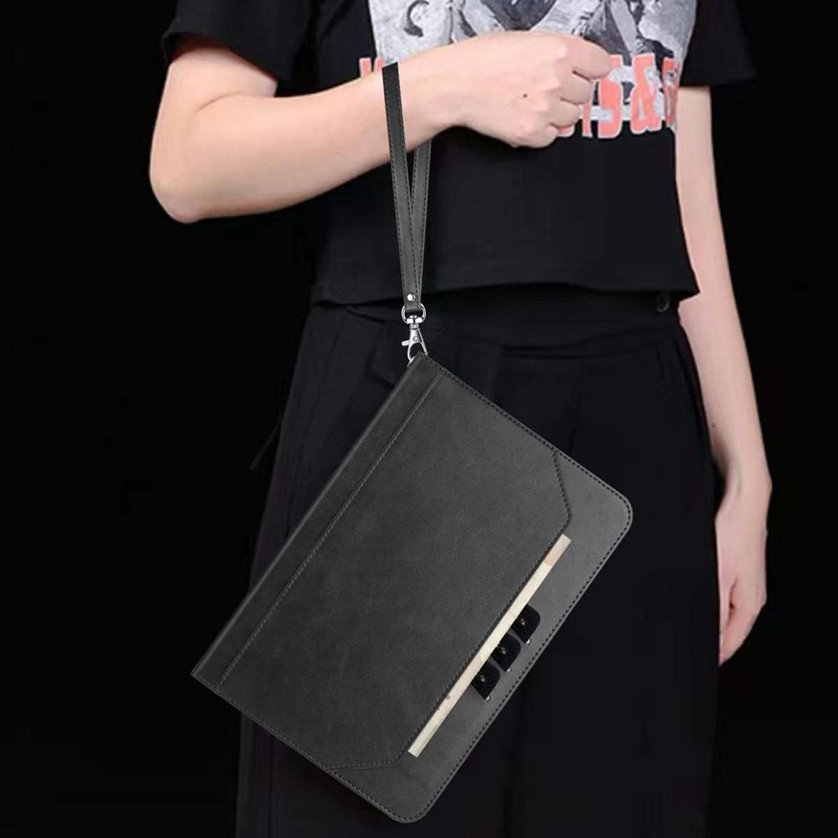 For iPad Air 11 2026 / 2025 / 2024 Multifunctional Wristband Leather Smart Tablet Case(Black)