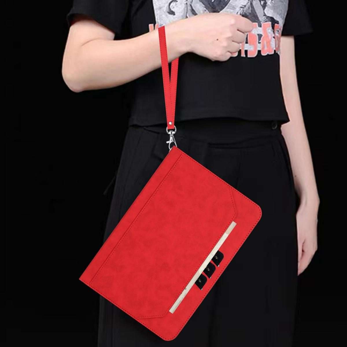 For iPad Air 11 2026 / 2025 / 2024 Multifunctional Wristband Leather Smart Tablet Case(Red)