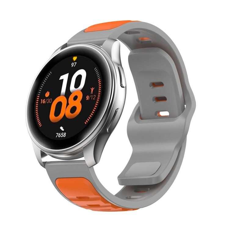 20mm Two Color Reverse Buckle Silicone Sports Watch Band(Orange Grey)