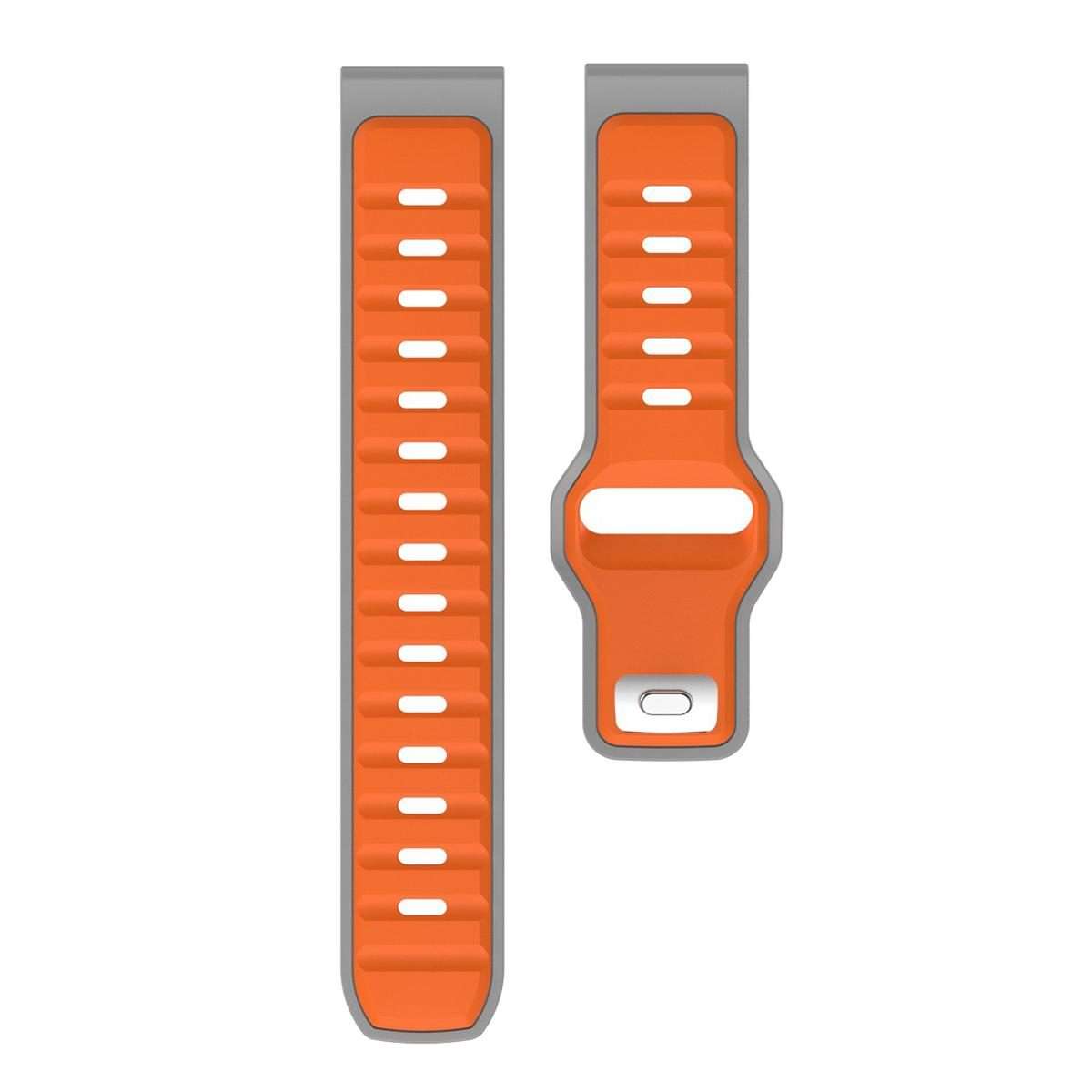 20mm Two Color Reverse Buckle Silicone Sports Watch Band(Orange Grey)