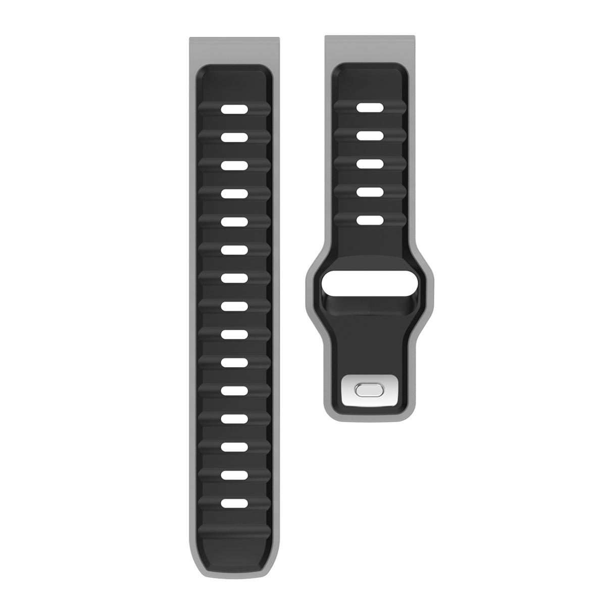 20mm Two Color Reverse Buckle Silicone Sports Watch Band(Black Grey)